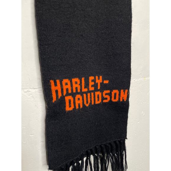 Vintage Harley- Davidson Acrylic Scarf Black Orange made in USA - Picture 2 of 8